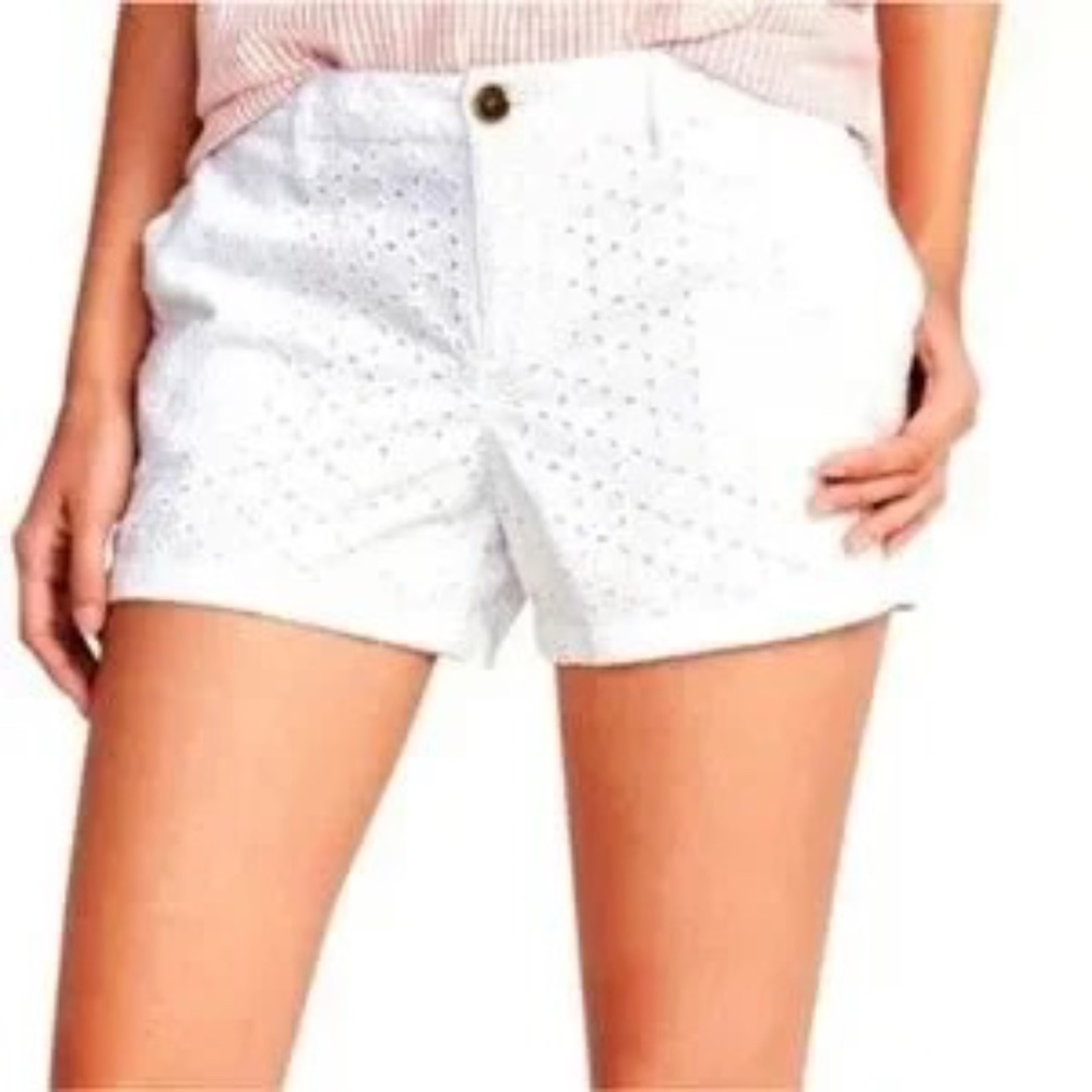 Old Navy Women’s Mid-Rise White Eyelet Shorts